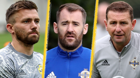 Stuart Dallas, Niall McGinn and Ian Baraclough