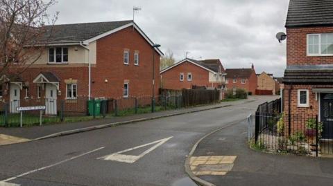 Suburban street with houses