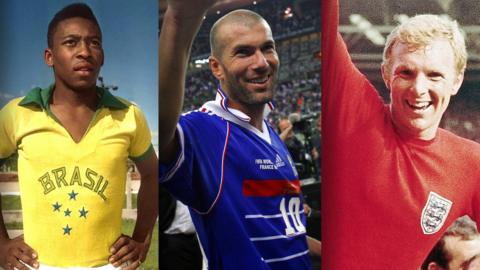 Pele, Zinedine Zidane and Bobby Moore