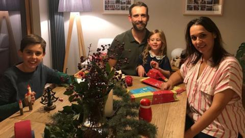 Hoye family at Christmas table