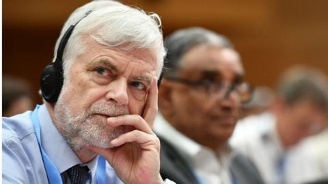 Jim Skea - Intergovernmental Panel on Climate Change (IPCC) British delegate Jim Skea looks on as he attends the opening meeting of the 50th session of the United Nations body for assessing the science related to climate change, on August 2, 2019