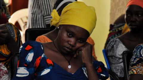 Some of the recently freed girls from Chibok wait in Abuja on May 7, 2017