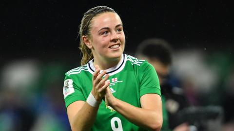 Simone Magill playing for Northern Ireland