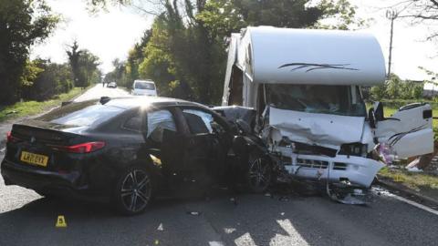 BMW and campervan crash