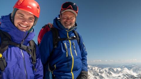 Jamie Clarke and his son Khobe in Mongolia