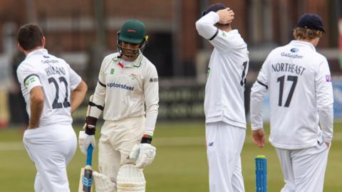 Leicestershire and Hampshire players all wore black armbands from the afternoon session onwards following news pf the sad passing of the Duke of Edinburgh