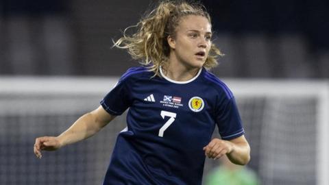 Fiona Brown in action for Scotland