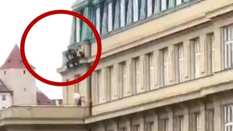 People leap from ledge in Prague