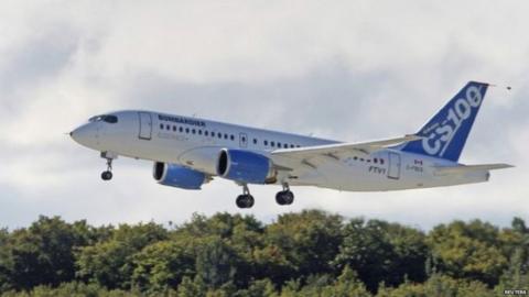 Bombardier C Series plane landing