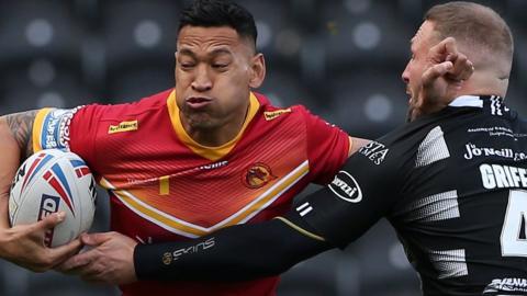 Israel Folau's first appearance for Catalans in England