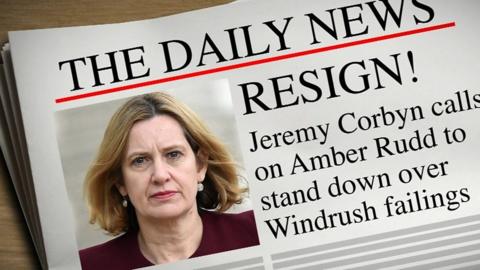 Mocked up newspaper calling on Amber Rudd to resign