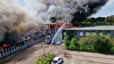 Fire at commercial unit in Saffron Road, South Wigston, Leicestershire