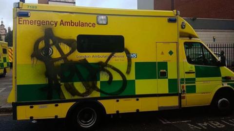 vandalised ambulance