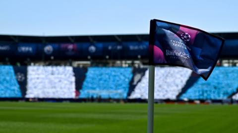 The Champions League flag at the stadium in Istanbul