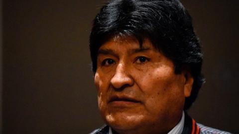 Bolivia's ex-President Evo Morales delivers a press conference in Mexico City