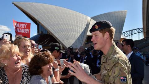 Prince Harry outside the Sydney Opera House in 2015