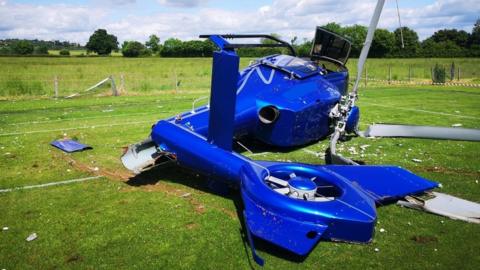 The crashed helicopter