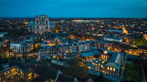 Night time view of York