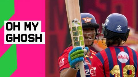 Richa Ghosh after hitting a 50
