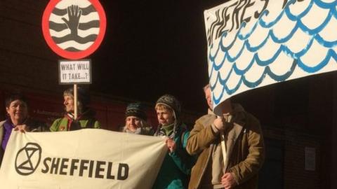 Extinction Rebellion protest outside Sheffield City Region offices, November 2019