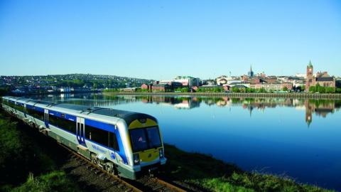 Train departing Derry