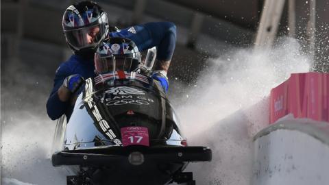 British bobsleigh athletes in action at the Winter Olympics