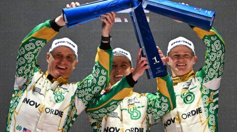 Dan Harper, Anthony McIntosh and Parker Thompson won the season-opening race at Imola