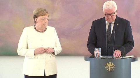 Germany's Angela Merkel seen shaking for second time