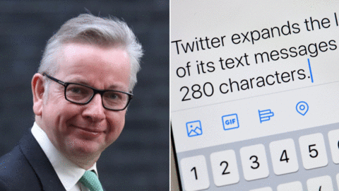 Michael Gove and image of Twitter feed