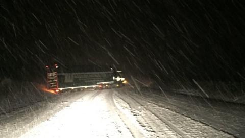 Jackknifed lorry