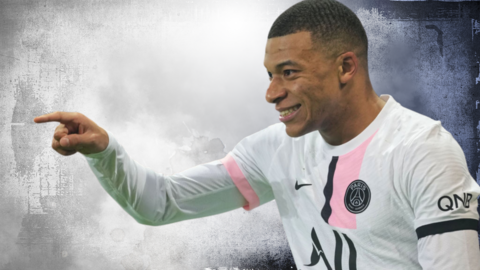 Kylian Mbappe celebrates a PSG goal