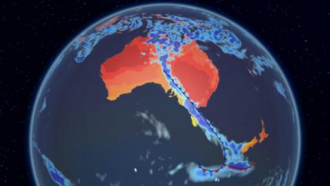 BBC Weather graphic showing temperature differences and rain across Australia and New