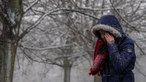 woman walks through Kensington Gardens, Hyde Park