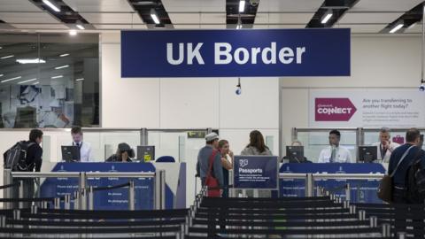 Passport control at Gatwick Airport