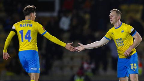 Torquay celebrate their equaliser against Dorking