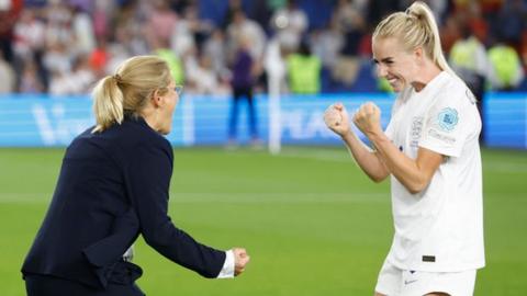 England celebrate beating Spain