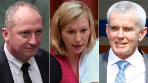 Barnaby Joyce, Larissa Waters and Malcolm Roberts