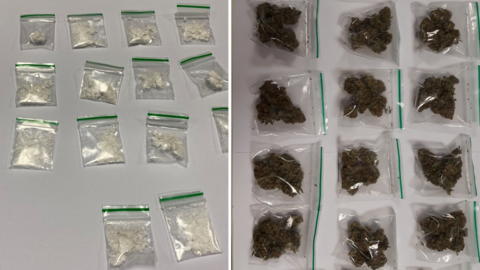 Selection of seized bags of drugs