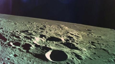 One of the last photos taken by Beresheet of the moon's cratered surface before it crashed