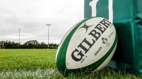 Rugby ball on a pitch