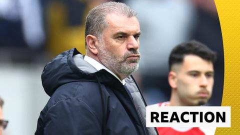 Ange Postecoglou looks on as his side lose to Arsenal