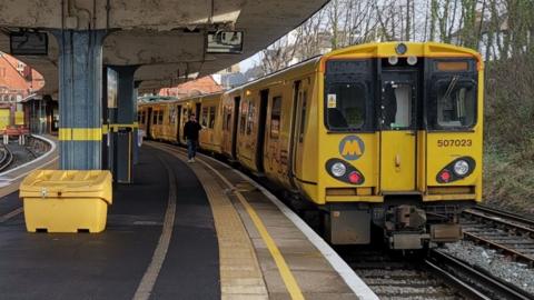 Merseyrail train at New Brighton station