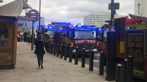 Fire engines at Westminster station