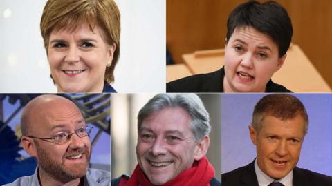 Nicola Sturgeon, Ruth Davidson, Patrick Harvie, Richard Leonard and Willie Rennie