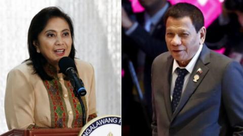 Philippine Vice-President Leni Robredo (left) and Philippine President Rodrigo Duterte