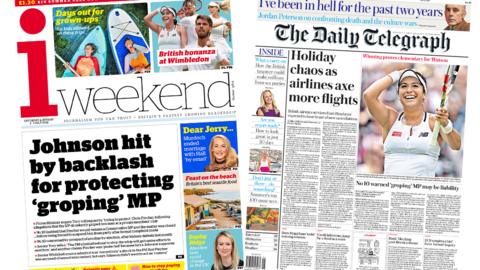 The i weekend and the Daily Telegraph front pages 2 July 2022