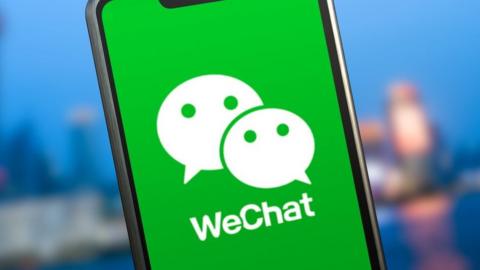 WeChat logo on a smartphone