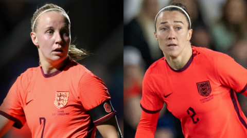 Beth Mead and Lucy Bronze playing for England