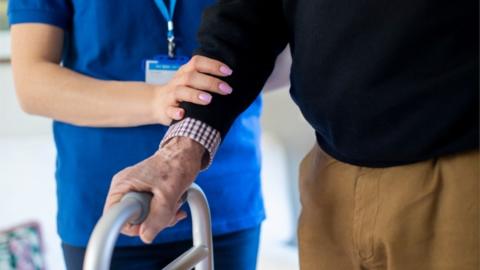 Person being helped in a care home