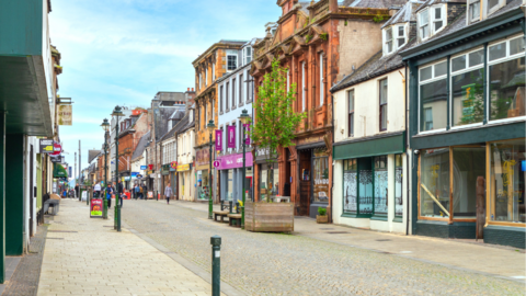 A largely empty high street 
